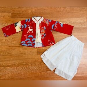 Toddler lunar new year outfit kids Traditional Chinese shirt baby photo props